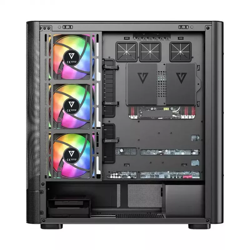 Datora korpuss MODECOM VOLCANO AQ400 ARGB MIDI Melns — MODECOM MC-A-AQ400-4FA-B