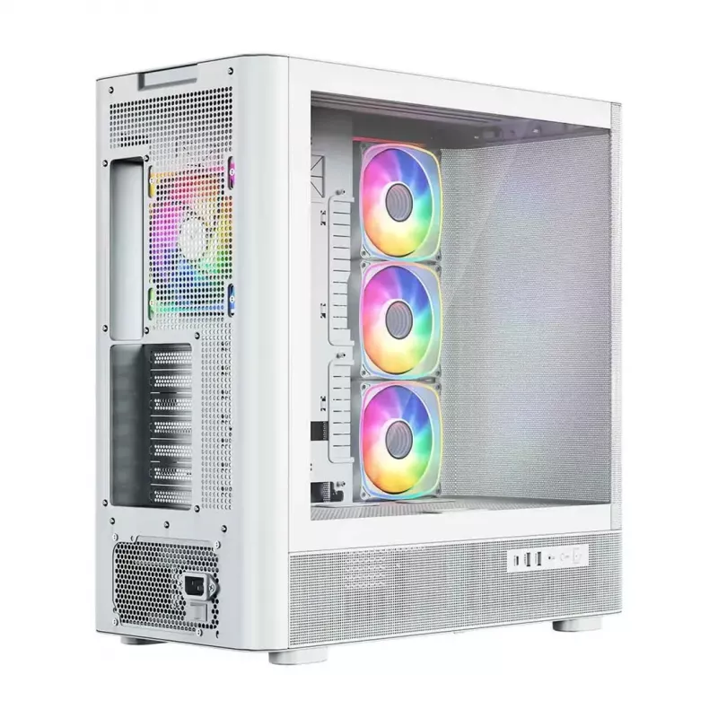 Datorkorpuss MODECOM VOLCANO AQ500 ARGB MIDI balts