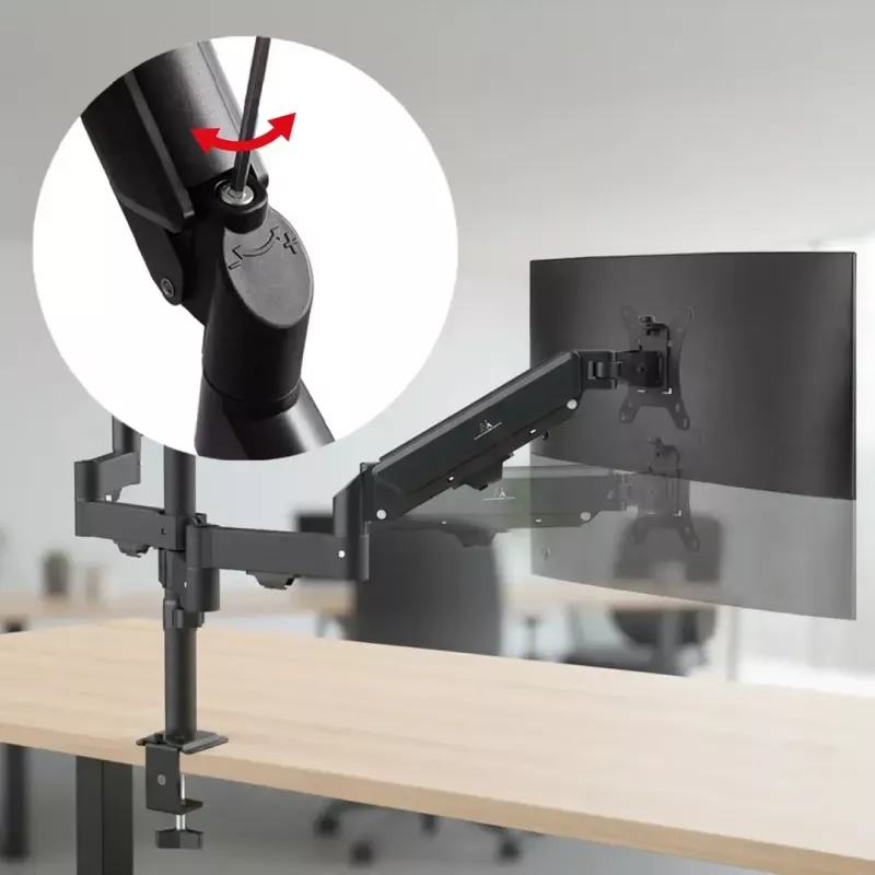 Monitora stiprinājums MACLEAN MC-137 — gāzes atspere, 3 monitoriem 17 collas–27 collas, 2–8 kg katram, melns