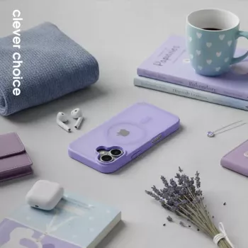 Crong Hybrid Matte Magnetic MagSafe vāciņš priekš iPhone 17 — Translucent Lavender, PC+TPU