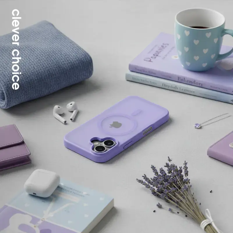 Crong Hybrid Matte Magnetic MagSafe vāciņš priekš iPhone 17 — Translucent Lavender, PC+TPU
