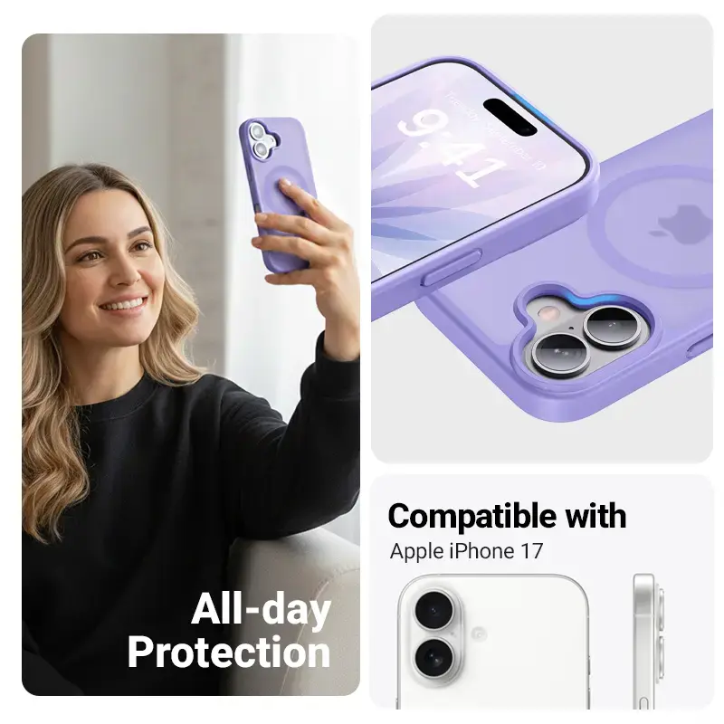 Crong Hybrid Matte Magnetic MagSafe vāciņš priekš iPhone 17 — Translucent Lavender, PC+TPU