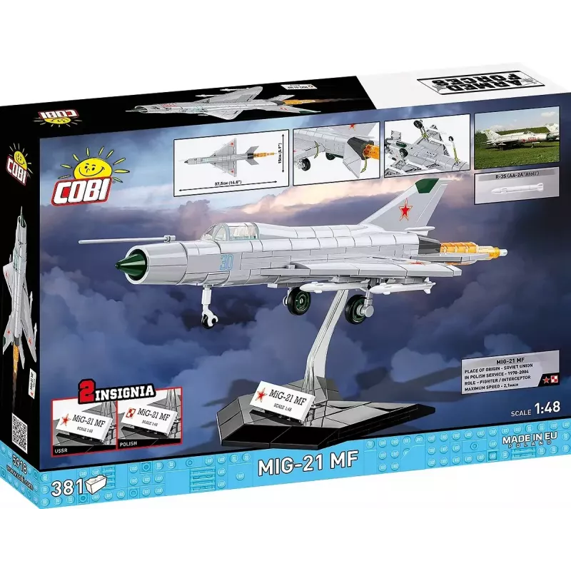 Cobi Mig-21 MF konstruktoru bloki 381 gabalu komplekts — rotaļlietu modelis būvēšanai