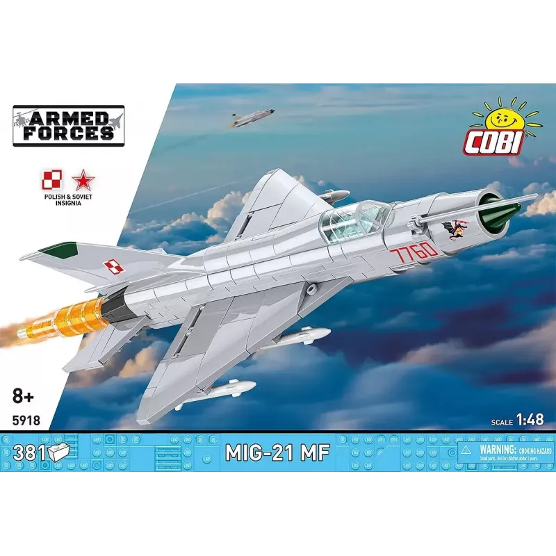 Cobi Mig-21 MF konstruktoru bloki 381 gabalu komplekts — rotaļlietu modelis būvēšanai