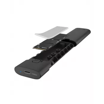 ICY BOX M.2 NVMe korpuss ar USB 3.2 Gen 2 Type-C, SSD korpuss, M.2, PCI Express, 10 Gbit/s, Hot-swap, Melns