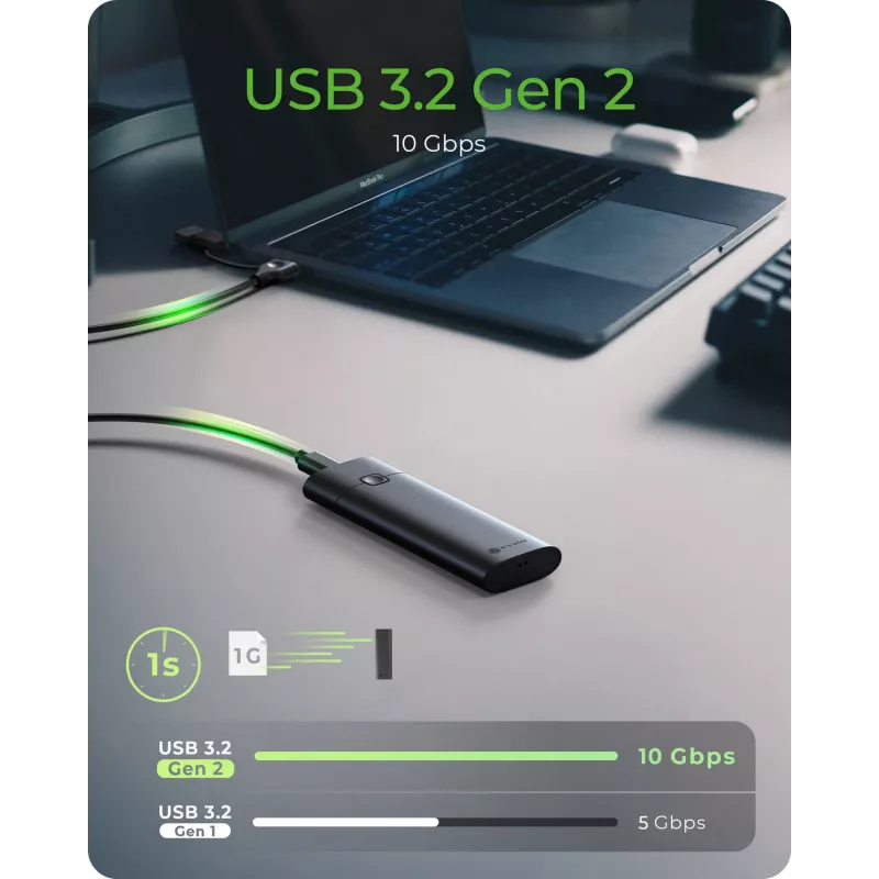 ICY BOX M.2 NVMe korpuss ar USB 3.2 Gen 2 Type-C, SSD korpuss, M.2, PCI Express, 10 Gbit/s, Hot-swap, Melns