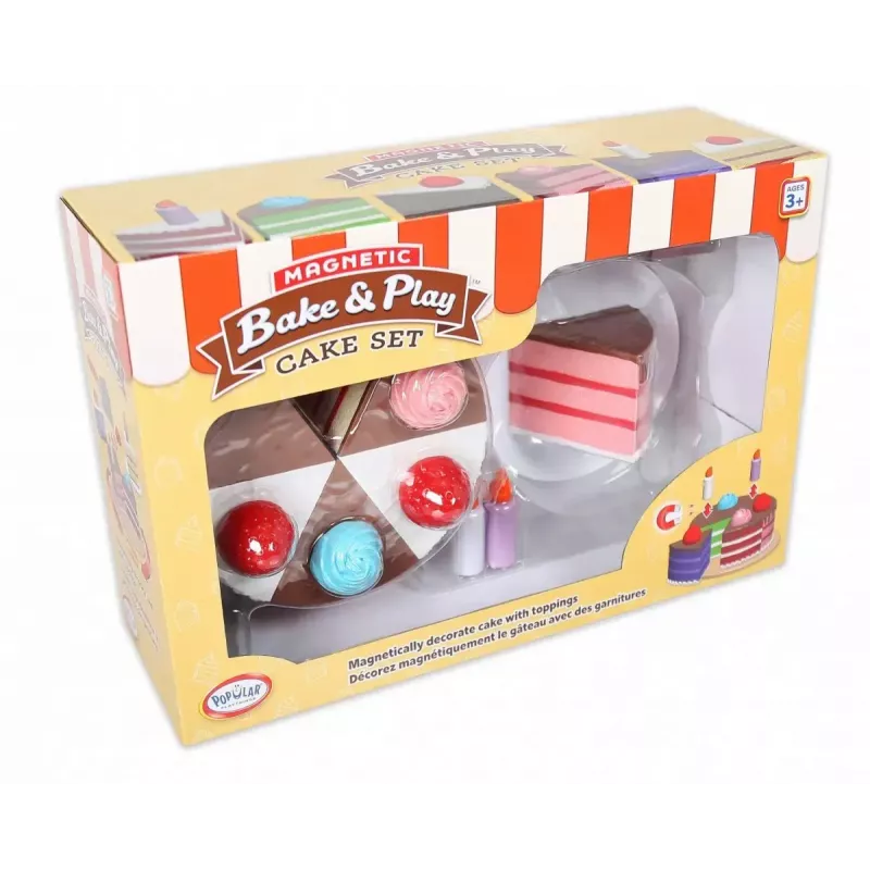 Rotaļlietu magnētiskā kūka MALIK MalBlo Magnetic – izlikšanās spēļu kūkas komplekts ar magnētiskām šķēlēm un piederumiem