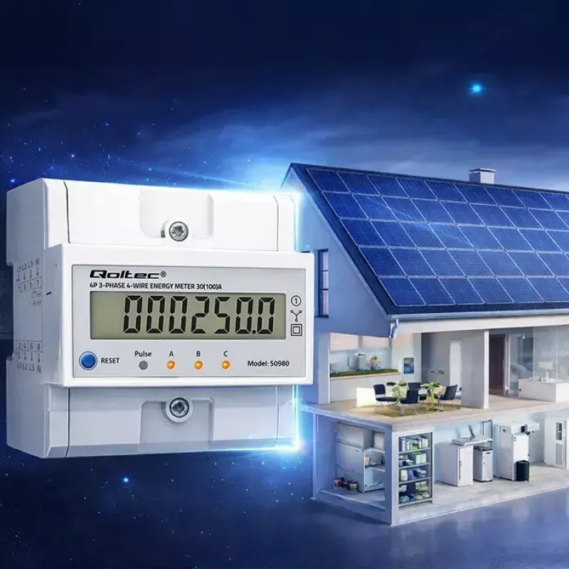 Trīsfāzu elektroenerģijas skaitītājs QOLTEC 50980 — 400 V, 100 A ar atiestatīšanu