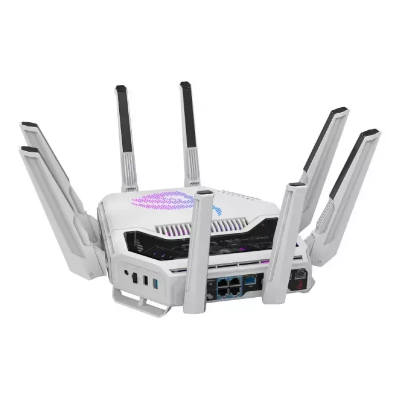 ASUS ROG Rapture GT-BE19000AI bezvadu maršrutētājs 10 Gigabit Ethernet Tri-band (2,4 GHz / 5 GHz / 6 GHz) Balts