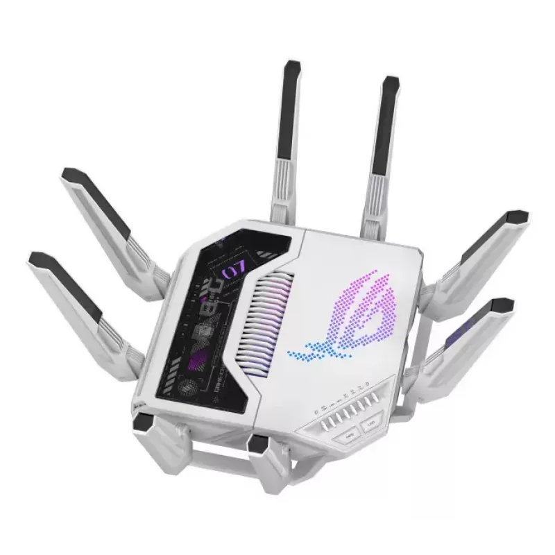 ASUS ROG Rapture GT-BE19000AI bezvadu maršrutētājs 10 Gigabit Ethernet Tri-band (2,4 GHz / 5 GHz / 6 GHz) Balts