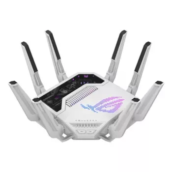 ASUS ROG Rapture GT-BE19000AI bezvadu maršrutētājs 10 Gigabit Ethernet Tri-band (2,4 GHz / 5 GHz / 6 GHz) Balts