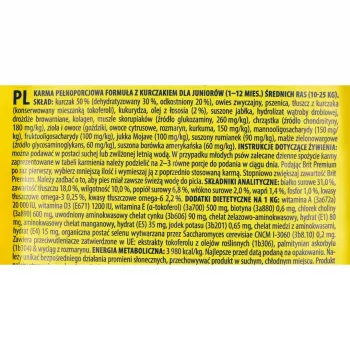 Sausā suņu barība Brit Premium By Nature Junior — vistas formula, 15 kg, olbaltumvielas 31% tauki 18%