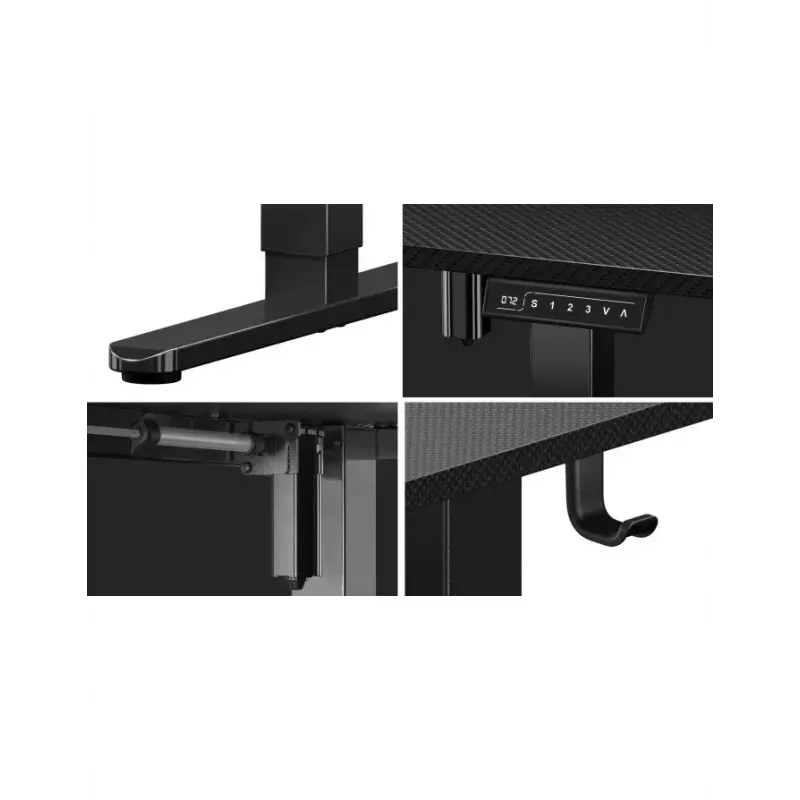 Taisns spēļu galds Huzaro Hero 8.2 melns MDF taisnstūrveida 1200x600 mm, regulējams augstums 720–1180 mm, 80 kg noslodze