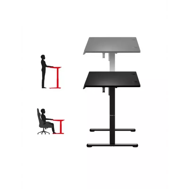 Taisns spēļu galds Huzaro Hero 8.2 melns MDF taisnstūrveida 1200x600 mm, regulējams augstums 720–1180 mm, 80 kg noslodze
