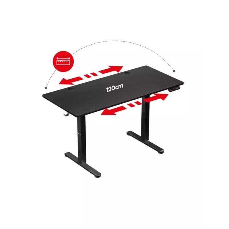 Taisns spēļu galds Huzaro Hero 8.2 melns MDF taisnstūrveida 1200x600 mm, regulējams augstums 720–1180 mm, 80 kg noslodze