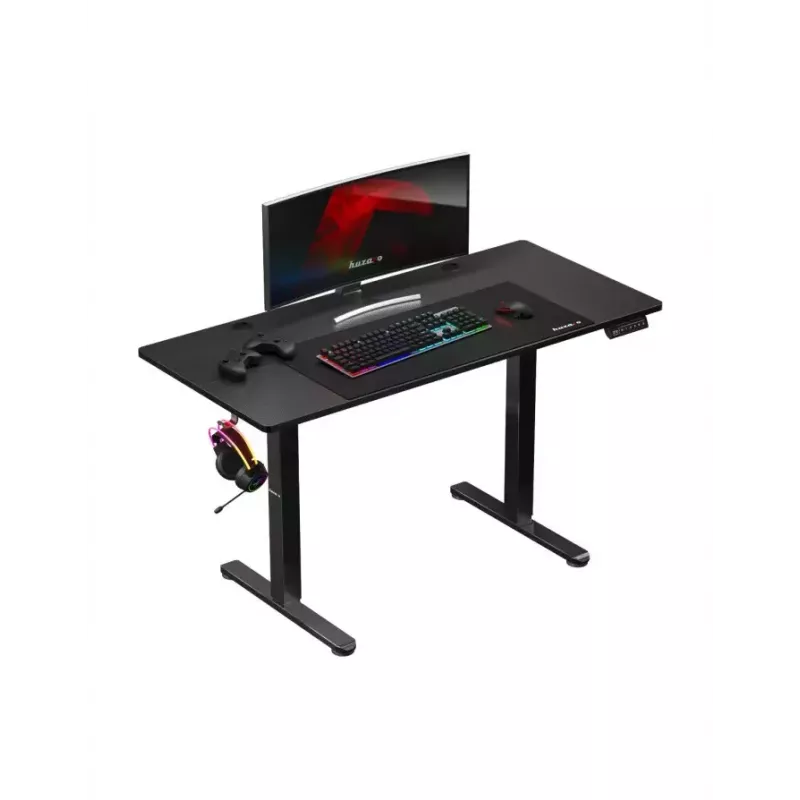 Taisns spēļu galds Huzaro Hero 8.2 melns MDF taisnstūrveida 1200x600 mm, regulējams augstums 720–1180 mm, 80 kg noslodze