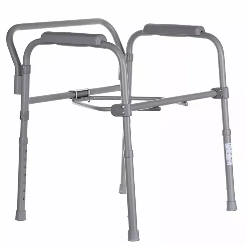 Salokāms tualetes krēsls ANTAR ar roku balstiem, uzglabāšanas kasti, tērauda rāmi, regulējamu augstumu 35–50 cm, maks. slodze 120 kg, pelēks