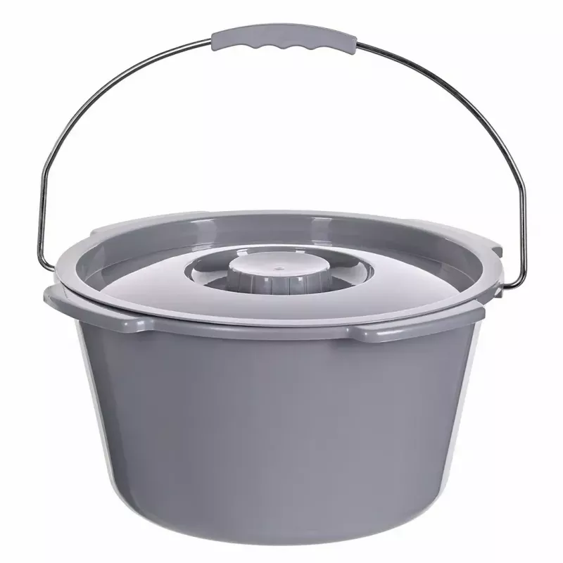 Salokāms tualetes krēsls ANTAR ar roku balstiem, uzglabāšanas kasti, tērauda rāmi, regulējamu augstumu 35–50 cm, maks. slodze 120 kg, pelēks