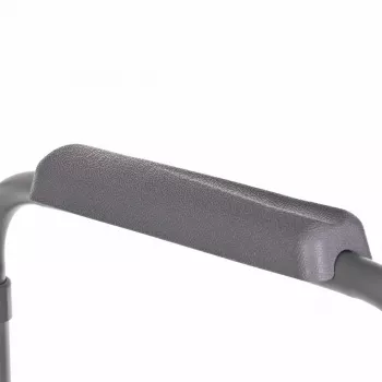 Salokāms tualetes krēsls ANTAR ar roku balstiem, uzglabāšanas kasti, tērauda rāmi, regulējamu augstumu 35–50 cm, maks. slodze 120 kg, pelēks
