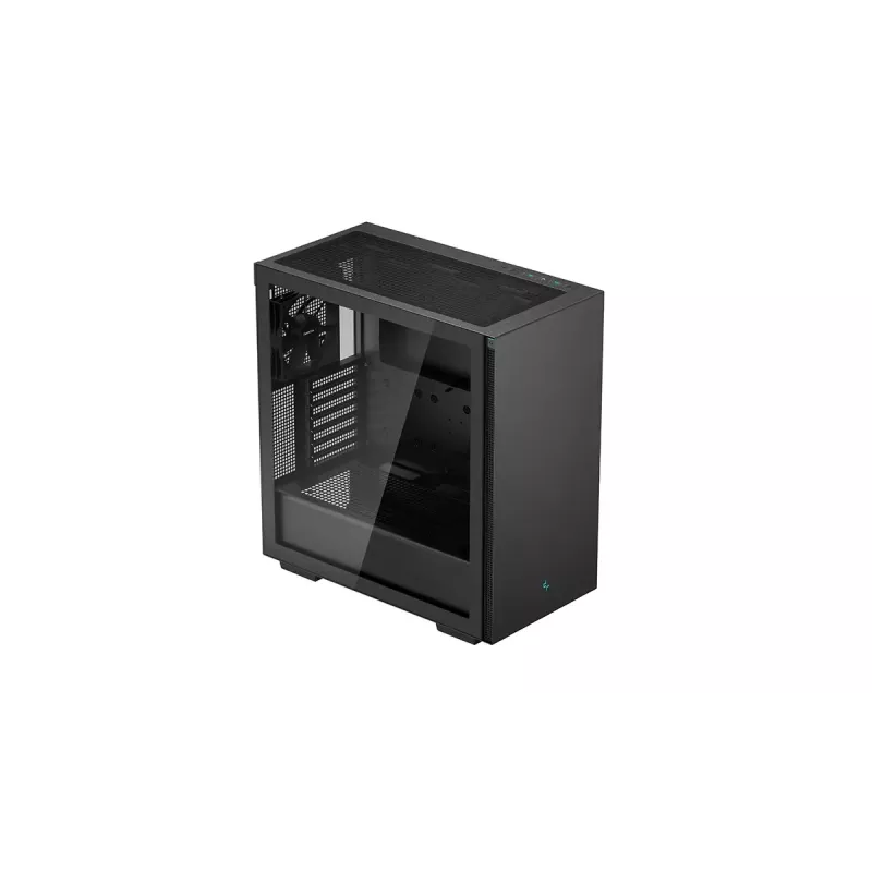 PC korpuss DeepCool CH510 Midi Tornis Melns — rūdīts stikls, microATX/ATX, atbalsta 360 mm priekšējos/augšējos radiatorus, maks. GPU 38 cm, barošanas bloks apakšā, 7 paplašināšanas sloti