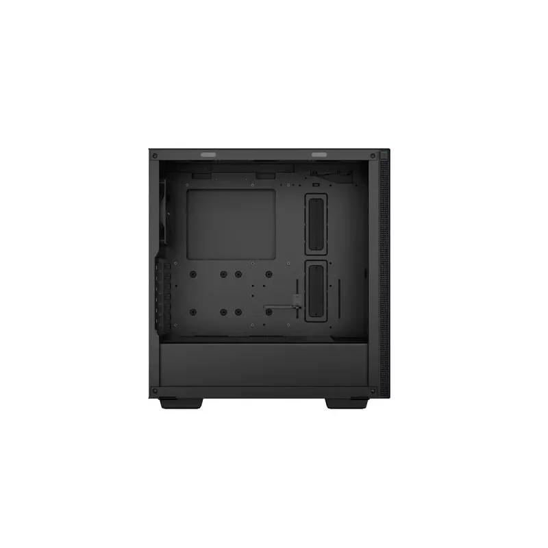 PC korpuss DeepCool CH510 Midi Tornis Melns — rūdīts stikls, microATX/ATX, atbalsta 360 mm priekšējos/augšējos radiatorus, maks. GPU 38 cm, barošanas bloks apakšā, 7 paplašināšanas sloti