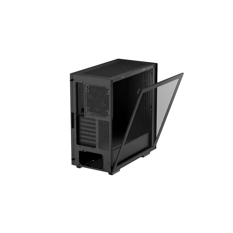 PC korpuss DeepCool CH510 Midi Tornis Melns — rūdīts stikls, microATX/ATX, atbalsta 360 mm priekšējos/augšējos radiatorus, maks. GPU 38 cm, barošanas bloks apakšā, 7 paplašināšanas sloti
