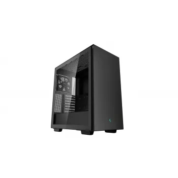 PC korpuss DeepCool CH510 Midi Tornis Melns — rūdīts stikls, microATX/ATX, atbalsta 360 mm priekšējos/augšējos radiatorus, maks. GPU 38 cm, barošanas bloks apakšā, 7 paplašināšanas sloti