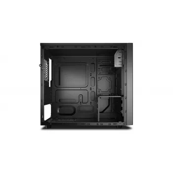 PC korpuss DeepCool Matrexx 30 SI Mini Tower — Micro ATX/Mini-ITX, 3x3,5 collu + 2x2,5 collu nodalījumi, 25 cm GPU, 15,1 cm CPU dzesētājs, augšējais barošanas bloks, melns