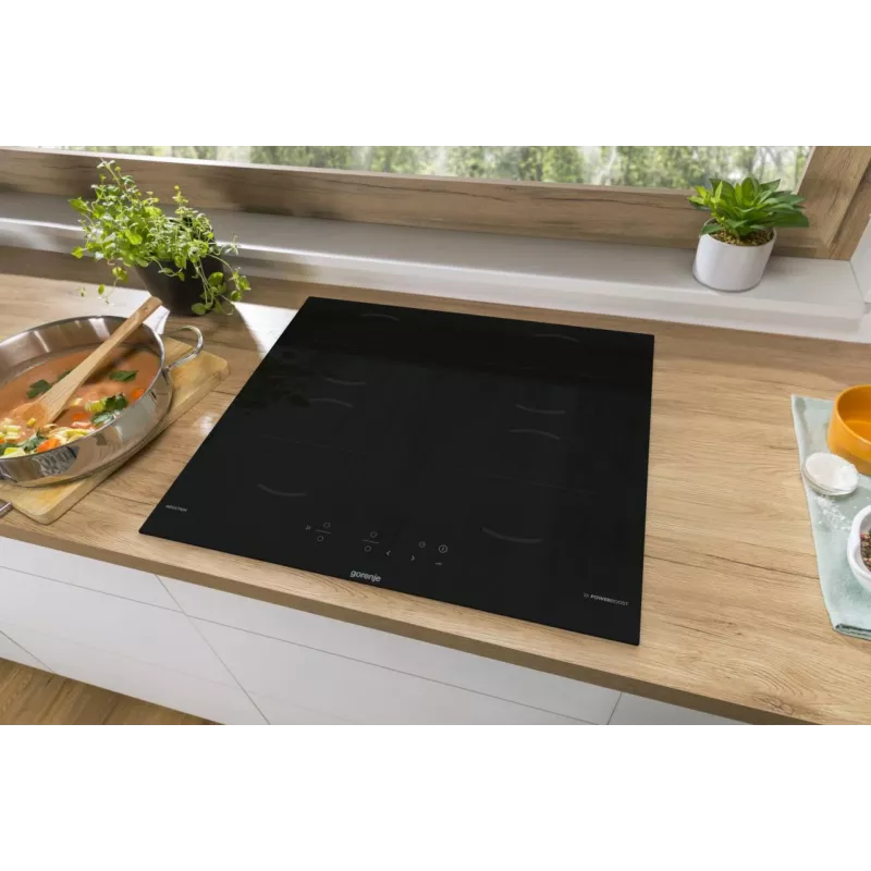 Gorenje GI6401BSCE melna iebūvējamā 59 cm zonas indukcijas plīts virsma, 4 zonas