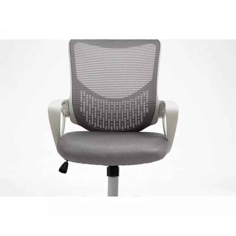 Biroja grozāmais krēsls ActiveJet YK507 — polsterēts sēdeklis, sieta atzveltne, auduma apdare pelēkā krāsā, augstums 90–100 cm, atzveltnes platums 45 cm