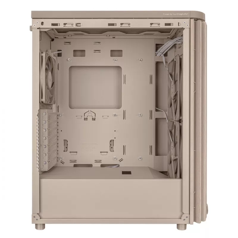 PC korpuss ASUS ProArt PA401 Wood Edition Bēšs — mid-tower, metāla priekšējais panelis