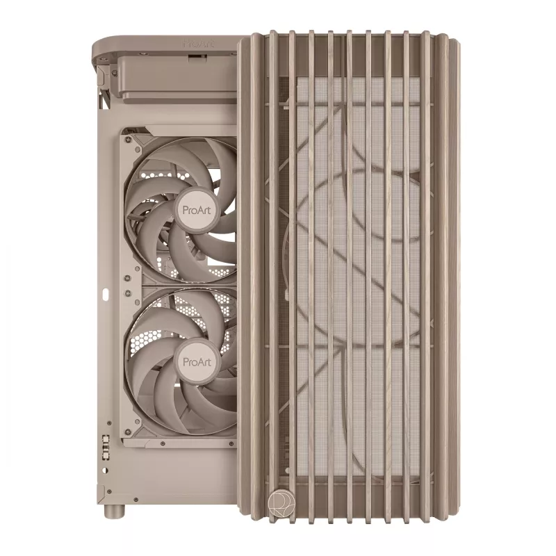 PC korpuss ASUS ProArt PA401 Wood Edition Bēšs — mid-tower, metāla priekšējais panelis