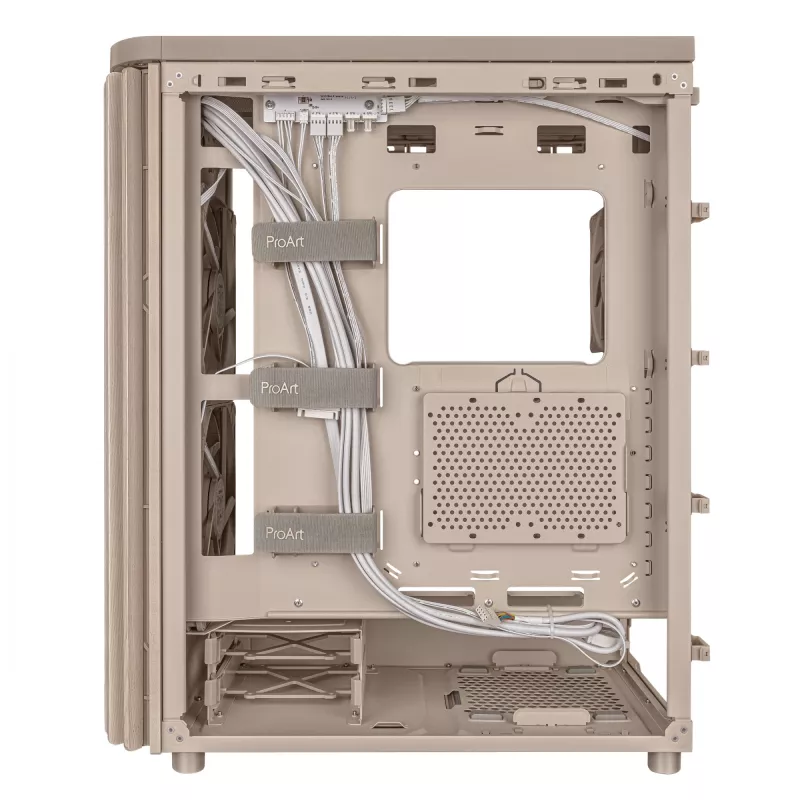 PC korpuss ASUS ProArt PA401 Wood Edition Bēšs — mid-tower, metāla priekšējais panelis
