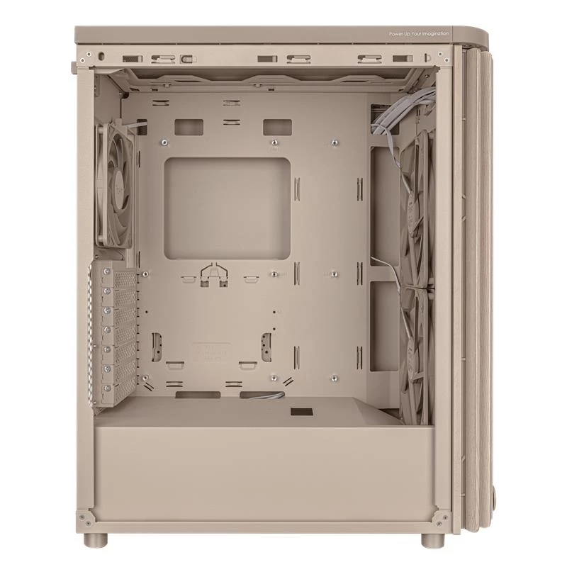 PC korpuss ASUS ProArt PA401 Wood Mesh PWM Bēšs — ATX, koks, 2×160 mm priekšā, 1×120 mm aizmugurē, 2×3,5 collu + 2×2,5 collu nodalījumi