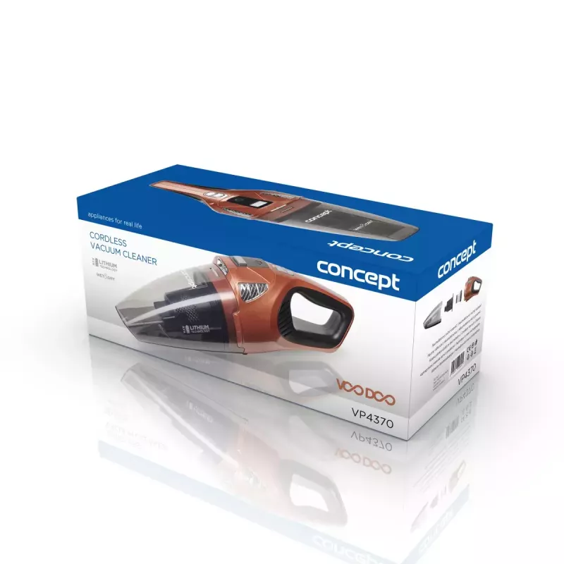 Rokas putekļsūcējs Concept VP4360 — sausā un mitrā tīrīšana, HEPA filtrs, 0,45 L putekļu, 0,15 L šķidruma, 45 min darbības laiks, Melns/Brūns