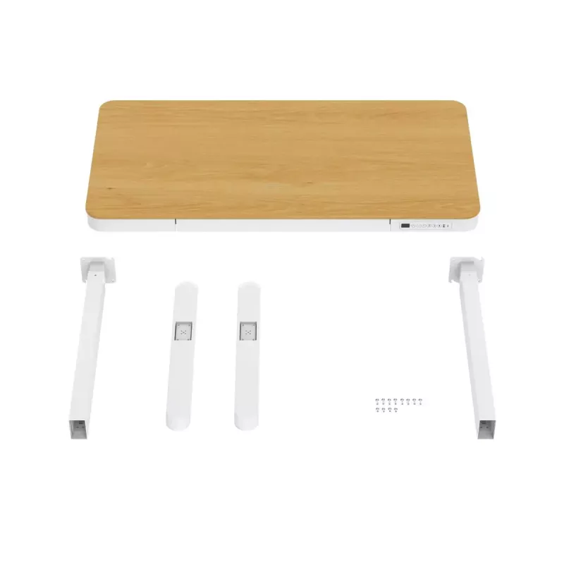 Elektriski regulējams augstums galds ActiveJet ET119W-C 140x70 cm — 1 motors, augstums 725–1225 mm, balts/ozols