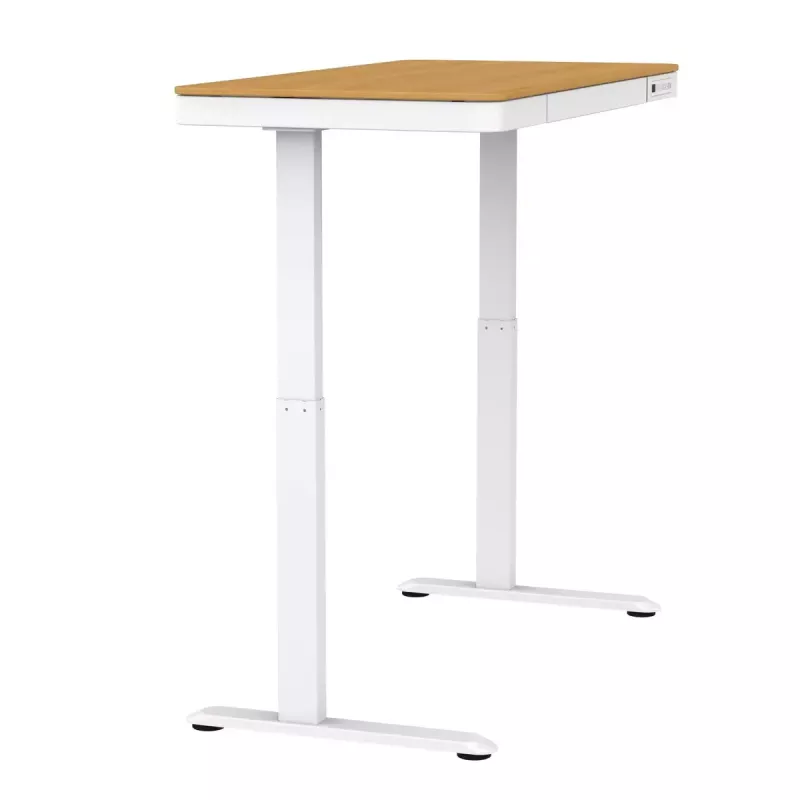 Elektriski regulējams augstums galds ActiveJet ET119W-C 140x70 cm — 1 motors, augstums 725–1225 mm, balts/ozols