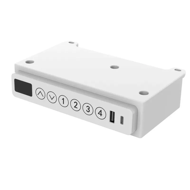 Elektriski regulējams augstums galds ActiveJet ET119W-C 140x70 cm — 1 motors, augstums 725–1225 mm, balts/ozols