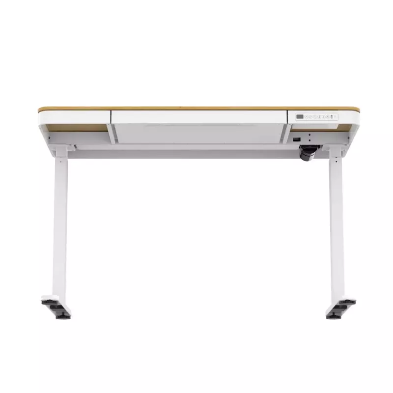 Elektriski regulējams augstums galds ActiveJet ET119W-C 140x70 cm — 1 motors, augstums 725–1225 mm, balts/ozols