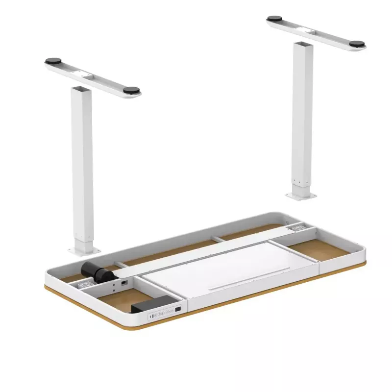 Elektriski regulējams augstums galds ActiveJet ET119W-C 140x70 cm — 1 motors, augstums 725–1225 mm, balts/ozols
