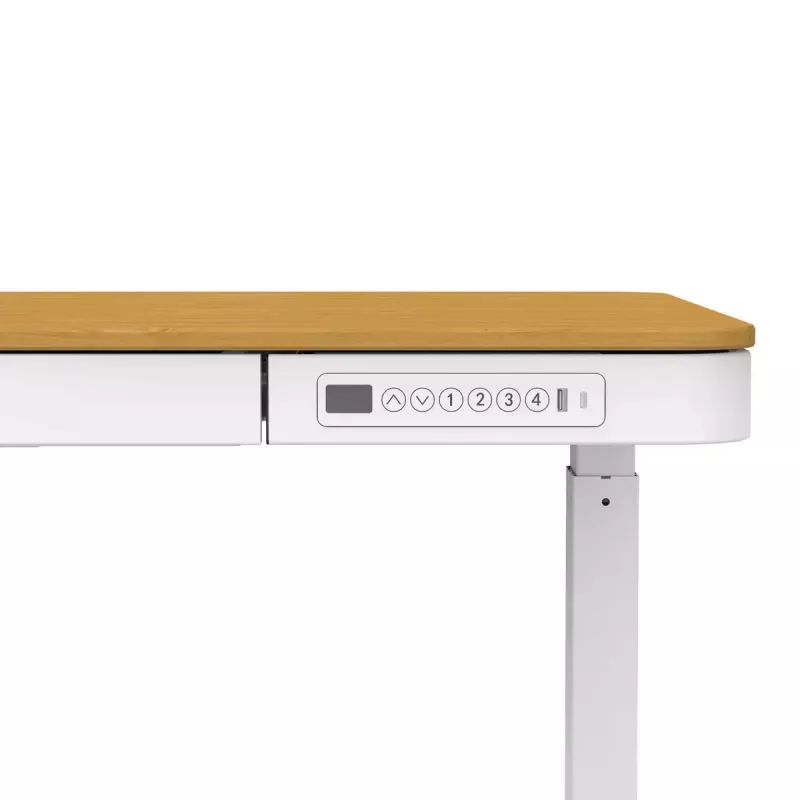 Elektriski regulējams augstums galds ActiveJet ET119W-C 140x70 cm — 1 motors, augstums 725–1225 mm, balts/ozols