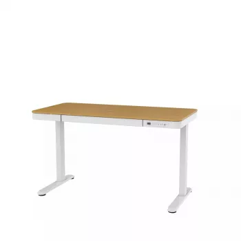 Elektriski regulējams augstums galds ActiveJet ET119W-C 140x70 cm — 1 motors, augstums 725–1225 mm, balts/ozols