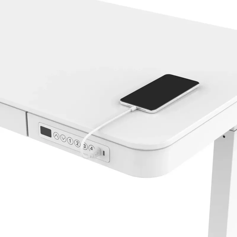 Elektriski regulējams augstums galds ActiveJet ET119W-C 140x70 cm, gājiens 50 cm, slodze 45 kg, balts