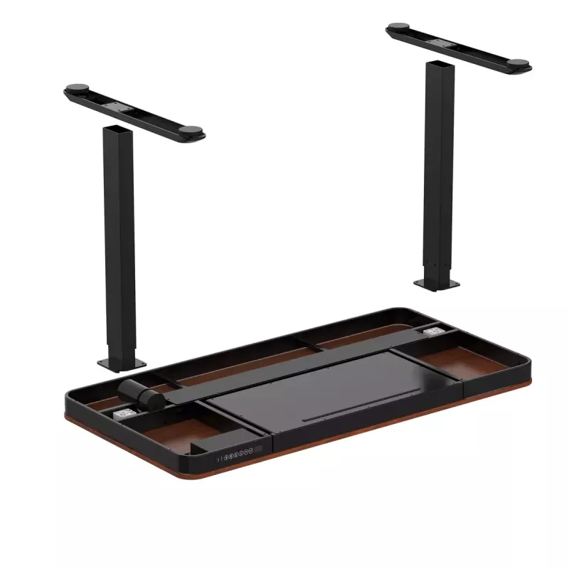 Galds ActiveJet ET119W-C elektriski regulējams augstumā 140x70 cm melns/valrieksta krāsā ar USB-A un USB-C pieslēgvietām