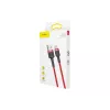 USB-A–USB-C kabelis Baseus Cafule — USB 2.0 A→C, atbalsta QC3.0 uzlādi, neilona pinums, sarkans