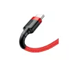 USB-A–USB-C kabelis Baseus Cafule — USB 2.0 A→C, atbalsta QC3.0 uzlādi, neilona pinums, sarkans