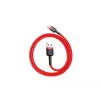 USB-A–USB-C kabelis Baseus Cafule — USB 2.0 A→C, atbalsta QC3.0 uzlādi, neilona pinums, sarkans