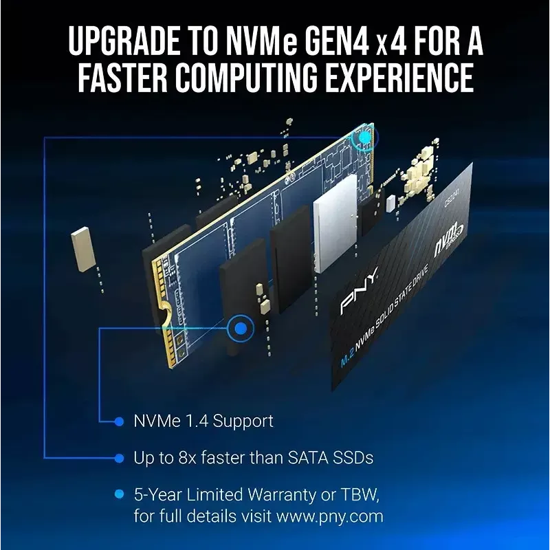 Iekšējais SSD PNY M.2 2280 512GB M280CS2241-512-BLK, SATA/NVMe nav norādīts