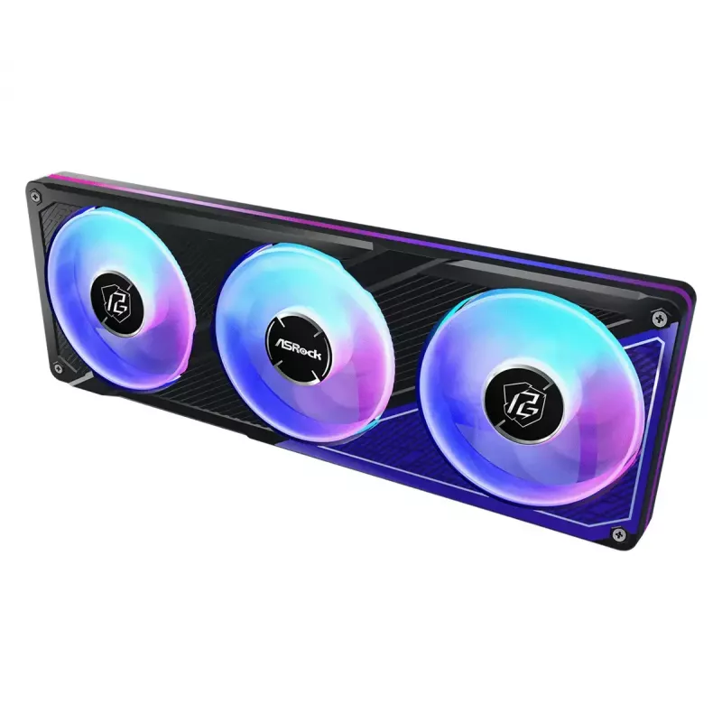 Šķidruma dzesēšanas komplekts ASRock Phantom Gaming 360 LCD — 120 mm ventilatori, LGA1700/AM5/AM4, melns