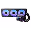 Šķidruma dzesēšanas komplekts ASRock Phantom Gaming 360 LCD — 120 mm ventilatori, LGA1700/AM5/AM4, melns
